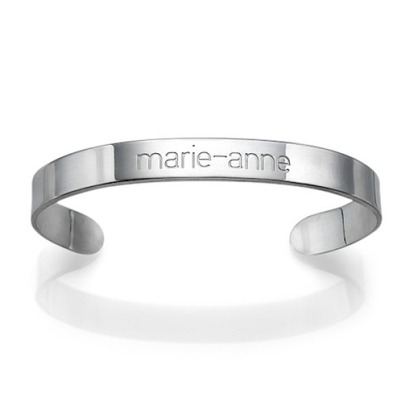 Engraved Cuff Bracelet in Silver - All Birthstone™