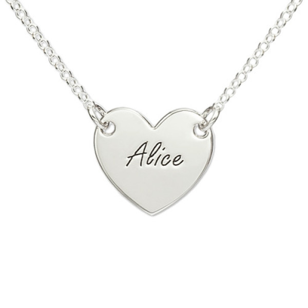 Sterling Silver Engraved Heart Necklace - All Birthstone™