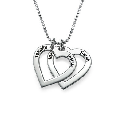 Sterling Silver Engraved Heart Necklace - One or more Pendants - All Birthstone™
