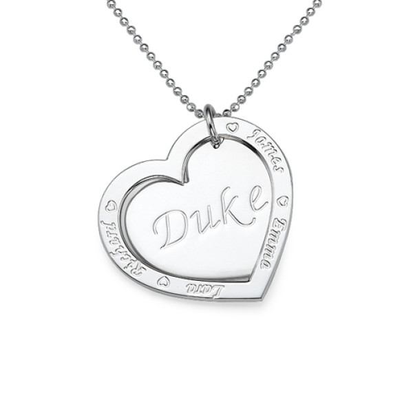 Family Heart Necklace in Silver - All Birthstone™
