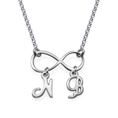 Sterling Silver Infinity Necklace with Initials - All Birthstone™