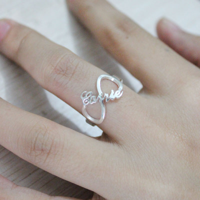 Personalised Infinity Nameplate Ring Sterling Silver - All Birthstone™