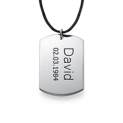 Sterling Silver Men's "Dog Tag" Necklace - All Birthstone™