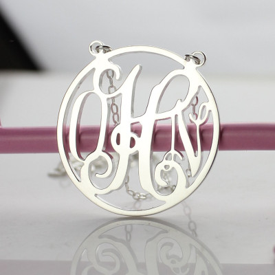 Sterling Silver Circle Monogram Necklace - All Birthstone™