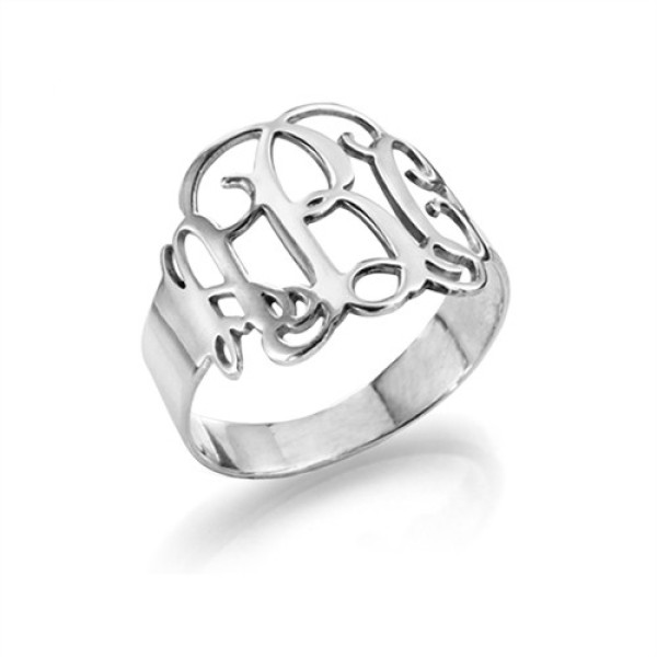 Sterling Silver Monogram Ring - All Birthstone™