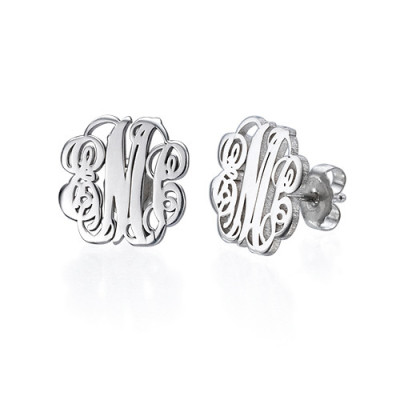 Sterling Silver Monogram Stud Earrings - All Birthstone™