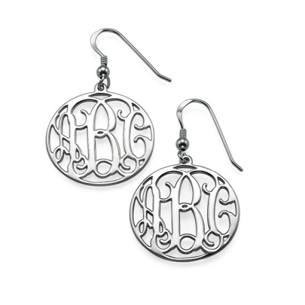 Sterling Silver Monogrammed Earrings - All Birthstone™