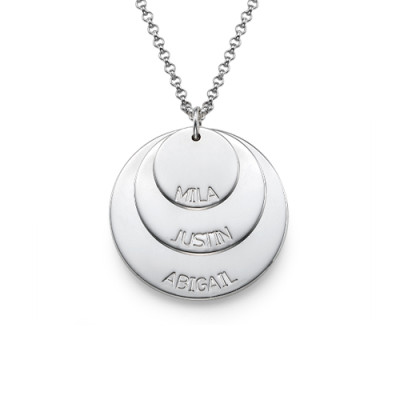 Sterling Silver Mummy Necklace with Kid's Names - All Birthstone™