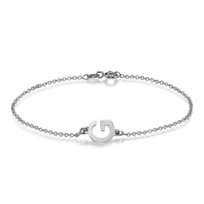 Sterling Silver Sideways Initial Bracelet/Anklet - All Birthstone™
