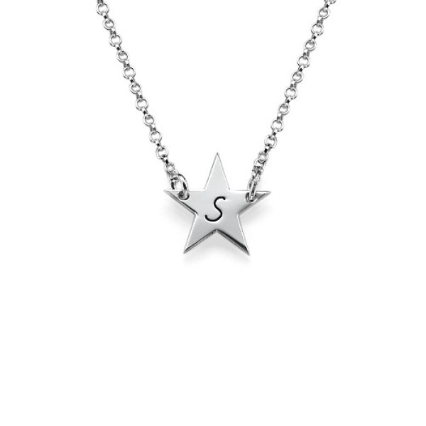 Sterling Silver Star Initial Necklace - All Birthstone™