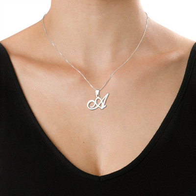 Sterling Silver Initials Pendant With Any Letter - All Birthstone™