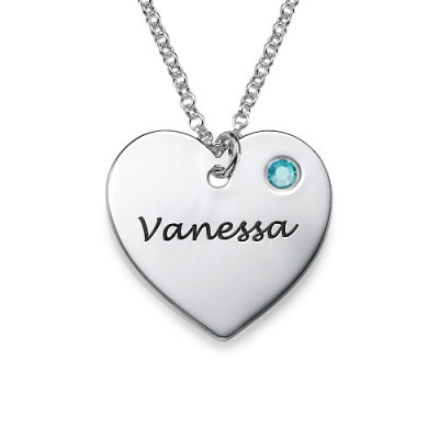 Swarovski Heart Necklace with Engraving - All Birthstone™