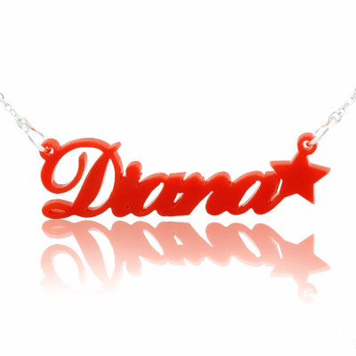Acrylic Carrie Name Necklace with A Star - All Birthstone™