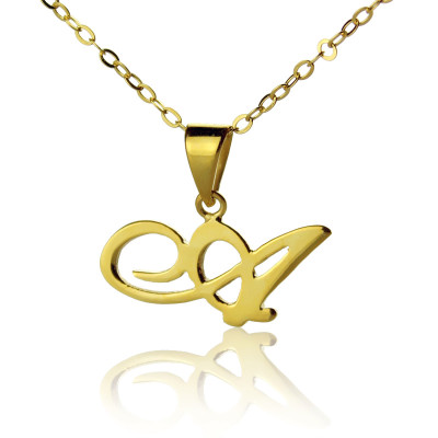 18ct Gold Plated Christina Applegate Initial Necklace - All Birthstone™