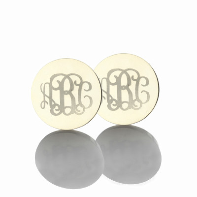 Engraved Monogram Stud Earrings Sterling Silver - All Birthstone™