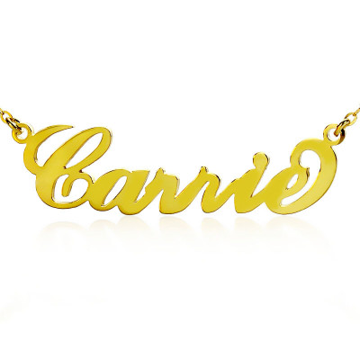 Personalised Carrie Name Necklace Solid Gold 18ct - All Birthstone™