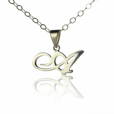 Personalised Madonna Style Initial Necklace Solid White Gold - All Birthstone™