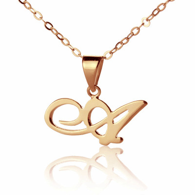 Personalised Madonna Style Initial Necklace 18ct Solid Rose Gold - All Birthstone™