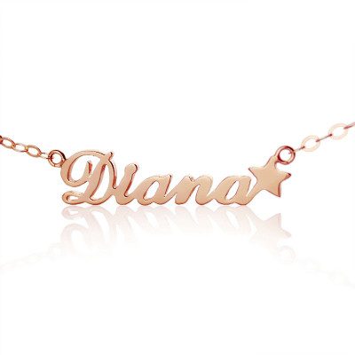 18ct Rose Gold Plated Carrie Style Name Necklace With Star - All Birthstone™