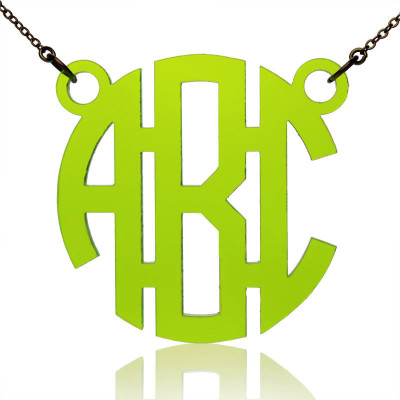 Custom Acrylic 3 Initials Monogram Pendant Necklace - All Birthstone™