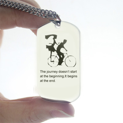 Couple Bicycle Dog Tag Name Necklace - All Birthstone™