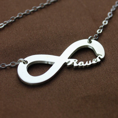 Solid White Gold 18ct Infinity Name Necklace - All Birthstone™