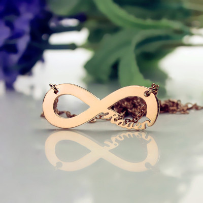 Solid Rose Gold 18ct Infinity Name Necklace - All Birthstone™