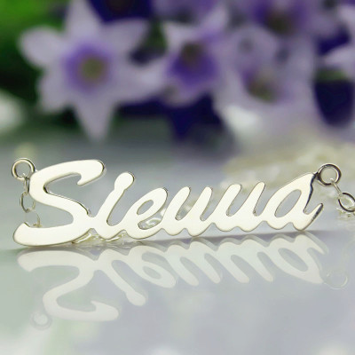 Solid White Gold Sienna Style Name Necklace - All Birthstone™