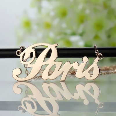 Paris Hilton Style Name Necklace 18ct Solid Rose Gold Plated - All Birthstone™