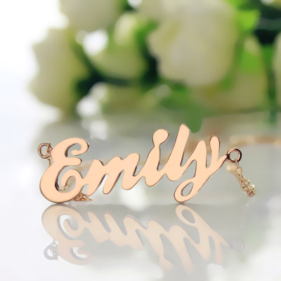 Cursive Script Name Necklace 18ct Solid Rose Gold - All Birthstone™