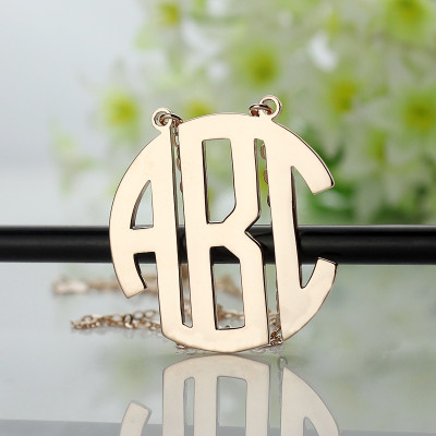 Solid Rose Gold Initial Block Monogram Pendant Necklace - All Birthstone™