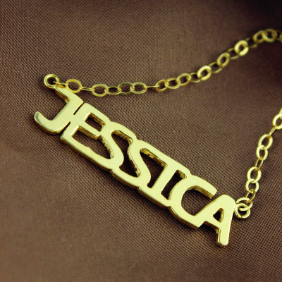 Solid Gold Plated Jessica Style Name Necklace - All Birthstone™