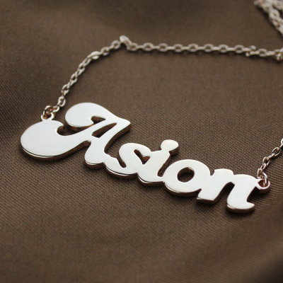 Personalised 18ct Rose Gold Plated BANANA Font Style Name Necklace - All Birthstone™