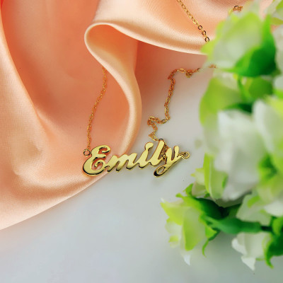 Cursive Script Name Necklace 18ct Solid Gold - All Birthstone™
