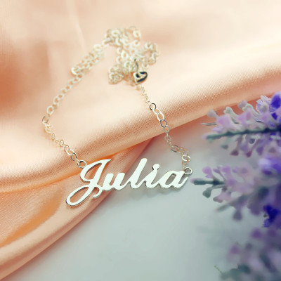 Solid 18ct White Gold Plated Julia Style Name Necklace - All Birthstone™