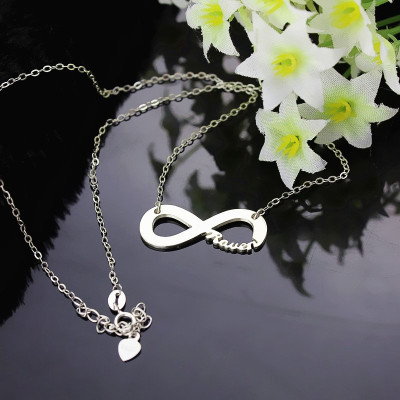 Solid White Gold 18ct Infinity Name Necklace - All Birthstone™
