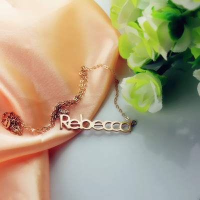18ct Rose Gold Plated Rebecca Style Name Necklace - All Birthstone™
