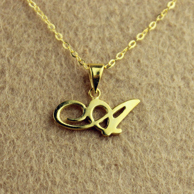 18ct Gold Plated Christina Applegate Initial Necklace - All Birthstone™