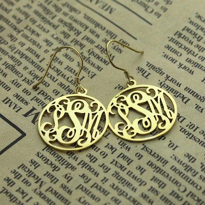 18ct Gold Plated Personalised Circle Monogram Earring - All Birthstone™