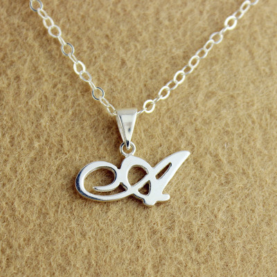 Personalised Madonna Style Initial Necklace Solid White Gold - All Birthstone™