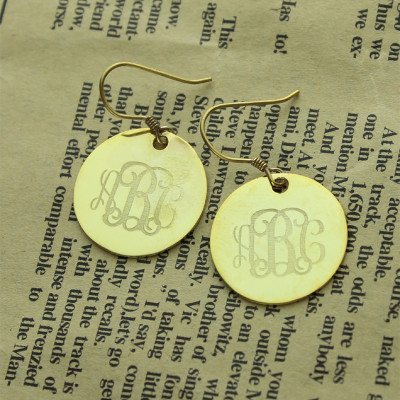 Solid 18ct Gold Circle Signet Monogram Earring - All Birthstone™