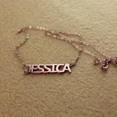 Solid Rose Gold Plated Jessica Style Name Necklace - All Birthstone™