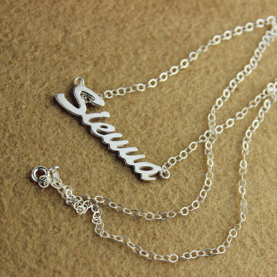 Solid White Gold Sienna Style Name Necklace - All Birthstone™