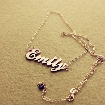 Cursive Script Name Necklace 18ct Solid Rose Gold - All Birthstone™