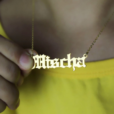 Mischa Barton Old English Font Name Necklace 18ct Gold Plated - All Birthstone™