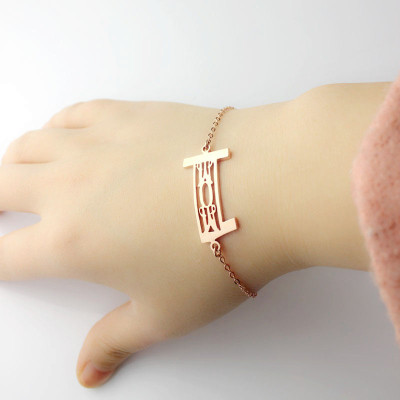 Personal Rose Gold Plated 925 Silver 3 Initials Monogram Bracelet/Anklet - All Birthstone™