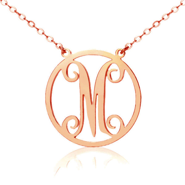 Solid Rose Gold 18ct Single Initial Circle Monogram Necklace - All Birthstone™
