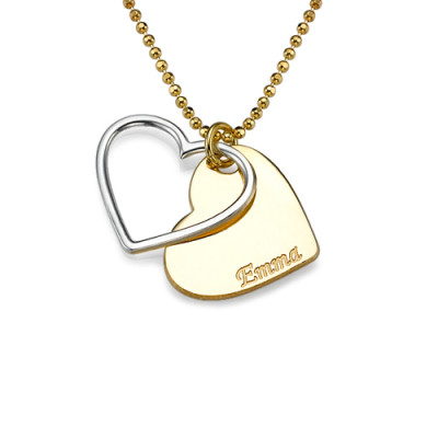 Personalised Two Tone Heart Necklace for Couples - All Birthstone™
