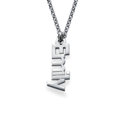 Vertical Name Necklace in Sterling Silver - All Birthstone™