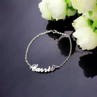 Personalised Sterling Silver Carrie Name Bracelet - All Birthstone™